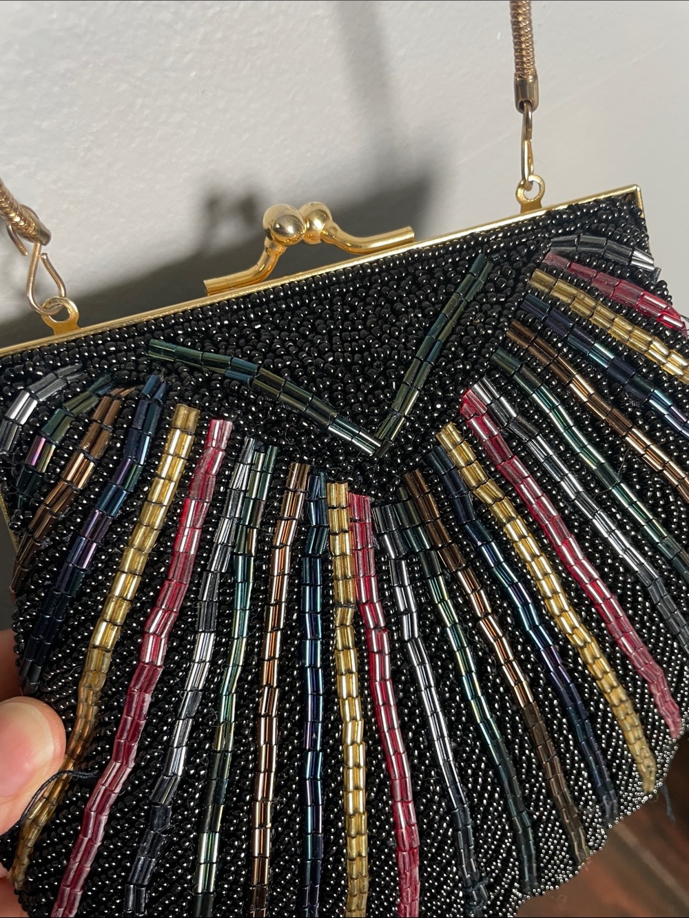 Vintage Carla Marchi Beaded Snap Close Clamshell crossbody Gatsby jazz evening - Picture 3 of 9
